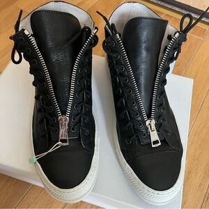 NWT YOHJI YAMAMOTO Black Leather Sneakers Rare